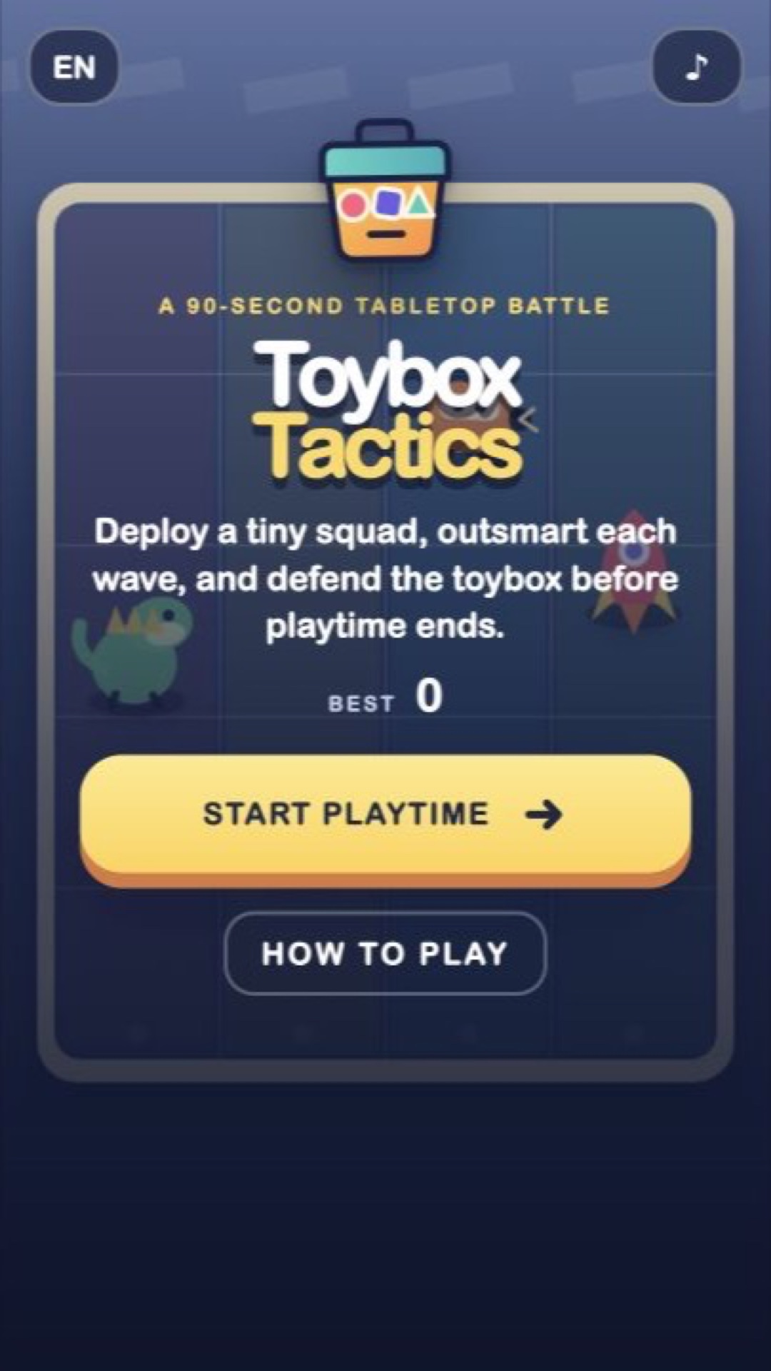 Toybox Tactics start menu