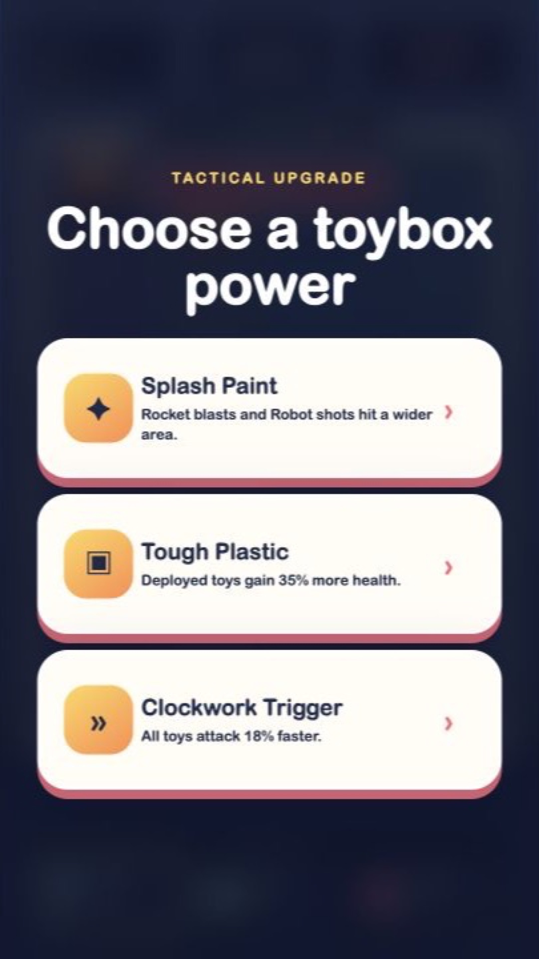 Three toybox upgrade choices